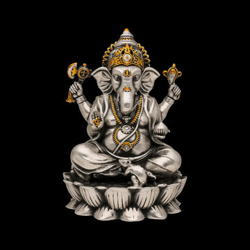 ganpati with mushak idol silver